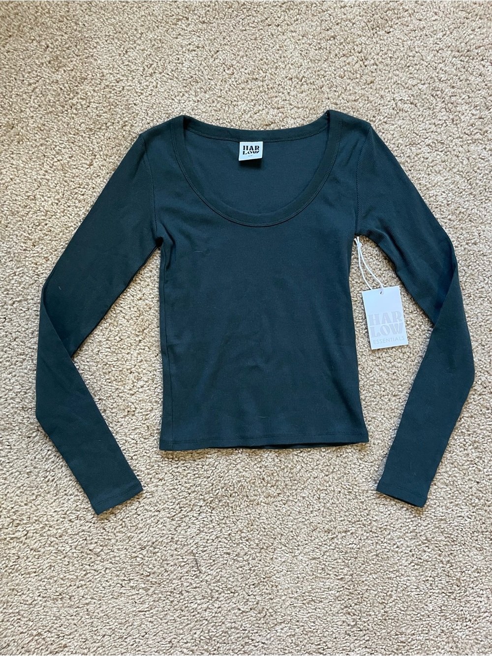 HARLOW Women's Long Sleeve Scoop Neck Top - forest green